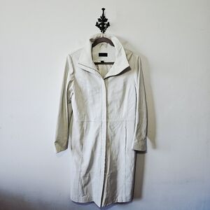 Danier Ivory White Leather Coat Size S Maxi Long Full Zip